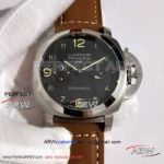 Perfect Replica Panerai  Luminor GMT PAM00441 44MM Watch - 316L Steel Case Brown Leather Strap